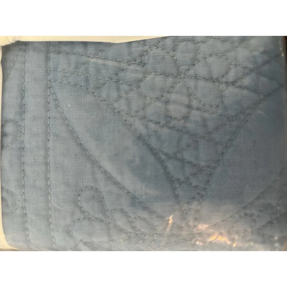 Pottery Barn Hanna Cotton Linen Quilted Euro Sham Blue NWT